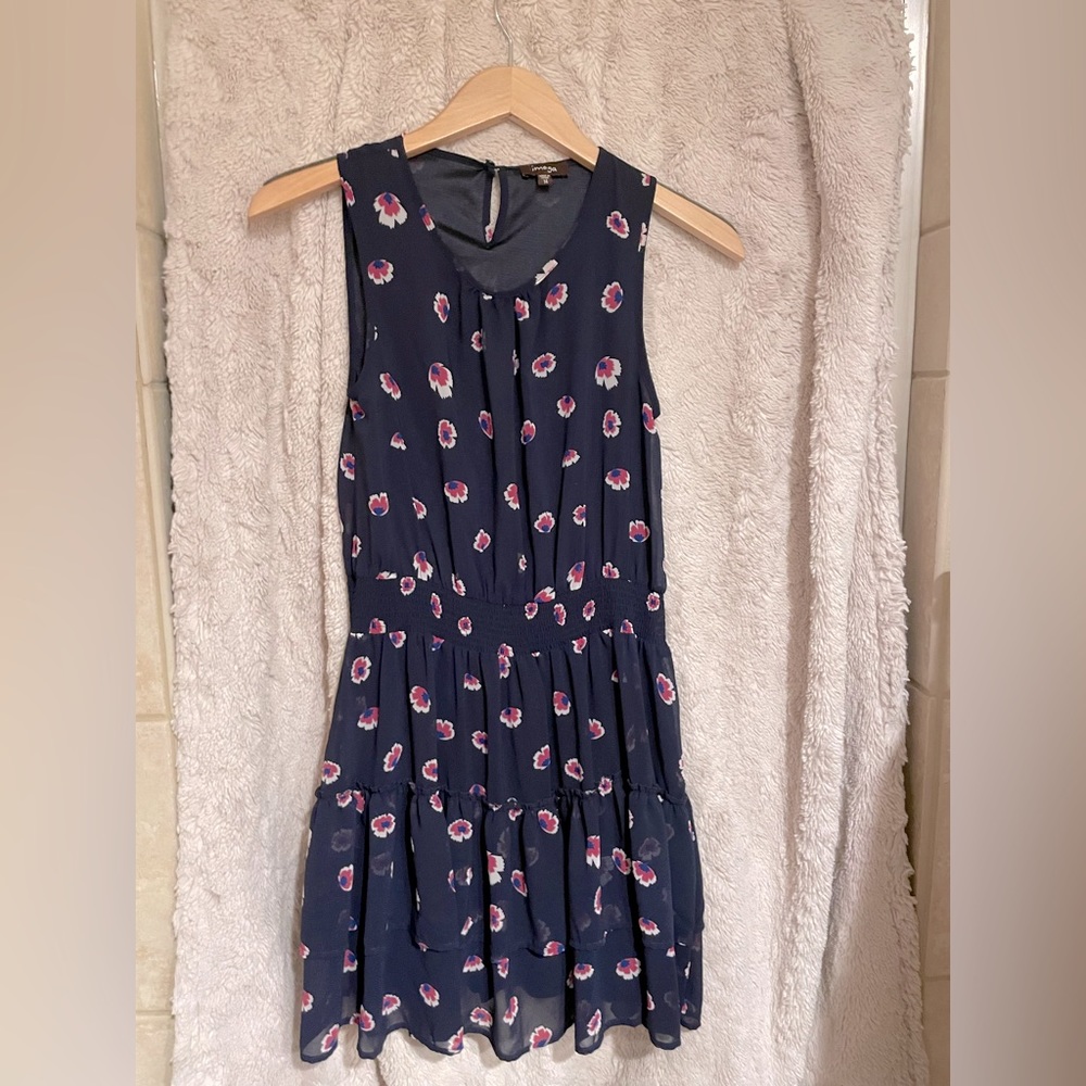Imoga Navy Dress with Pink Flowers Kids Size 14